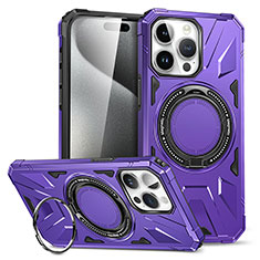 Coque Contour Silicone et Plastique Housse Etui Mat avec Support K02C pour Apple iPhone 14 Pro Max Violet