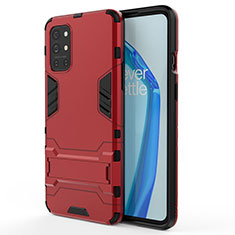 Coque Contour Silicone et Plastique Housse Etui Mat avec Support KC1 pour OnePlus 9R 5G Rouge