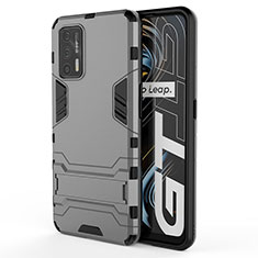 Coque Contour Silicone et Plastique Housse Etui Mat avec Support KC1 pour Realme GT 5G Gris