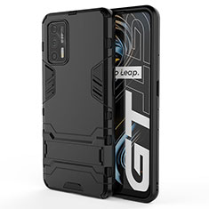 Coque Contour Silicone et Plastique Housse Etui Mat avec Support KC1 pour Realme GT Neo 2T 5G Noir