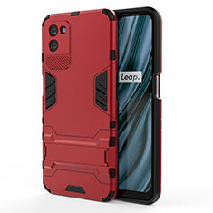 Coque Contour Silicone et Plastique Housse Etui Mat avec Support KC1 pour Realme V11 5G Rouge