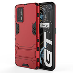 Coque Contour Silicone et Plastique Housse Etui Mat avec Support KC1 pour Realme X7 Max 5G Rouge