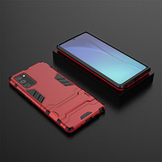 Coque Contour Silicone et Plastique Housse Etui Mat avec Support KC1 pour Samsung Galaxy Note 20 5G Rouge