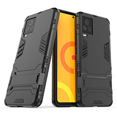 Coque Contour Silicone et Plastique Housse Etui Mat avec Support KC1 pour Vivo iQOO 7 Legend 5G Noir