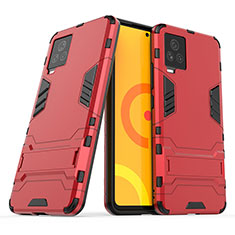 Coque Contour Silicone et Plastique Housse Etui Mat avec Support KC1 pour Vivo iQOO 7 Legend 5G Rouge