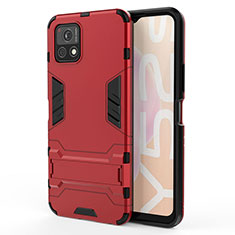 Coque Contour Silicone et Plastique Housse Etui Mat avec Support KC1 pour Vivo iQOO U3 5G Rouge