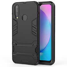 Coque Contour Silicone et Plastique Housse Etui Mat avec Support KC1 pour Vivo Y12 Noir