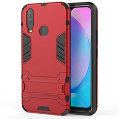 Coque Contour Silicone et Plastique Housse Etui Mat avec Support KC1 pour Vivo Y12 Rouge