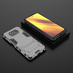 Coque Contour Silicone et Plastique Housse Etui Mat avec Support KC1 pour Xiaomi Poco X3 NFC Gris