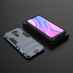 Coque Contour Silicone et Plastique Housse Etui Mat avec Support KC1 pour Xiaomi Redmi 9 Prime India Bleu