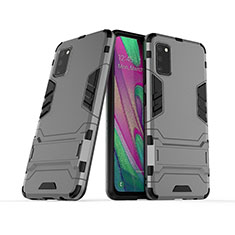 Coque Contour Silicone et Plastique Housse Etui Mat avec Support KC2 pour Samsung Galaxy A41 Gris