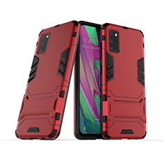 Coque Contour Silicone et Plastique Housse Etui Mat avec Support KC2 pour Samsung Galaxy A41 Rouge