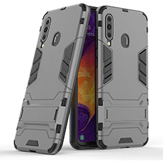 Coque Contour Silicone et Plastique Housse Etui Mat avec Support KC2 pour Samsung Galaxy A60 Gris