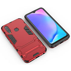 Coque Contour Silicone et Plastique Housse Etui Mat avec Support KC2 pour Vivo Y15 Rouge