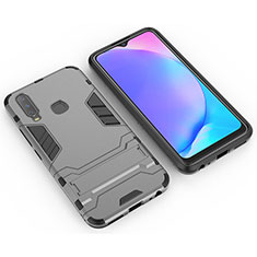 Coque Contour Silicone et Plastique Housse Etui Mat avec Support KC2 pour Vivo Y17 Gris