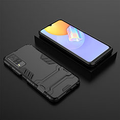 Coque Contour Silicone et Plastique Housse Etui Mat avec Support KC2 pour Vivo Y51 (2021) Noir