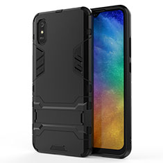 Coque Contour Silicone et Plastique Housse Etui Mat avec Support KC2 pour Xiaomi Redmi 9i Noir