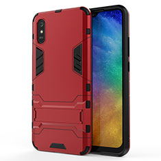 Coque Contour Silicone et Plastique Housse Etui Mat avec Support KC2 pour Xiaomi Redmi 9i Rouge