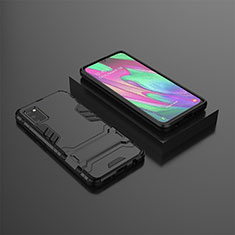 Coque Contour Silicone et Plastique Housse Etui Mat avec Support KC3 pour Samsung Galaxy A41 Noir