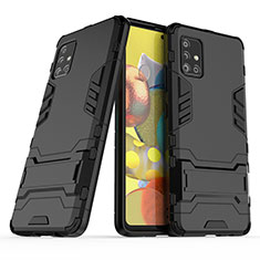 Coque Contour Silicone et Plastique Housse Etui Mat avec Support KC3 pour Samsung Galaxy M40S Noir