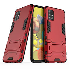 Coque Contour Silicone et Plastique Housse Etui Mat avec Support KC3 pour Samsung Galaxy M40S Rouge