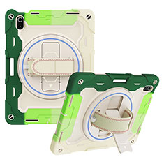 Coque Contour Silicone et Plastique Housse Etui Mat avec Support L01 pour Apple iPad 10.9 (2022) Vert