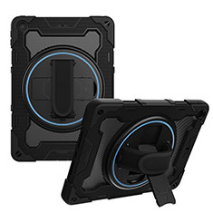 Coque Contour Silicone et Plastique Housse Etui Mat avec Support L02 pour Apple iPad 10.2 (2021) Noir