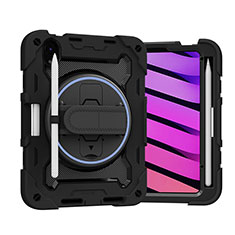 Coque Contour Silicone et Plastique Housse Etui Mat avec Support L02 pour Apple iPad Mini 6 Noir