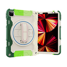 Coque Contour Silicone et Plastique Housse Etui Mat avec Support L03 pour Apple iPad Pro 11 (2022) Vert
