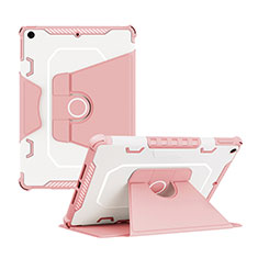 Coque Contour Silicone et Plastique Housse Etui Mat avec Support L04 pour Apple iPad 10.2 (2020) Rose