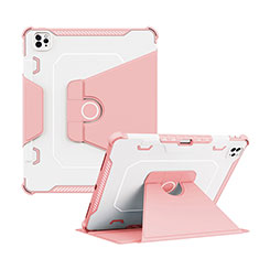 Coque Contour Silicone et Plastique Housse Etui Mat avec Support L04 pour Apple iPad Pro 12.9 (2020) Rose