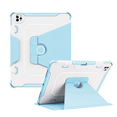 Coque Contour Silicone et Plastique Housse Etui Mat avec Support L04 pour Apple iPad Pro 12.9 (2022) Bleu