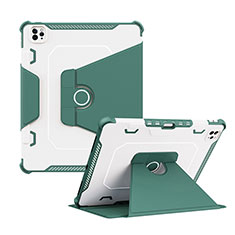 Coque Contour Silicone et Plastique Housse Etui Mat avec Support L04 pour Apple iPad Pro 12.9 (2022) Vert