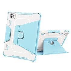 Coque Contour Silicone et Plastique Housse Etui Mat avec Support L05 pour Apple iPad Pro 11 (2022) Bleu