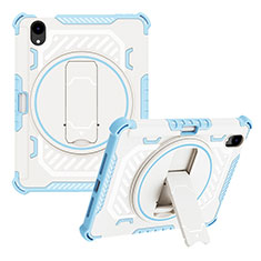 Coque Contour Silicone et Plastique Housse Etui Mat avec Support L06 pour Apple iPad Mini 6 Bleu