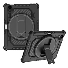 Coque Contour Silicone et Plastique Housse Etui Mat avec Support L06 pour Apple iPad Mini 6 Noir