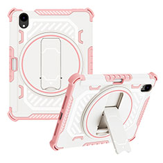 Coque Contour Silicone et Plastique Housse Etui Mat avec Support L06 pour Apple iPad Mini 6 Or Rose