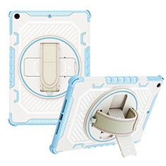 Coque Contour Silicone et Plastique Housse Etui Mat avec Support L07 pour Apple iPad 10.2 (2020) Bleu