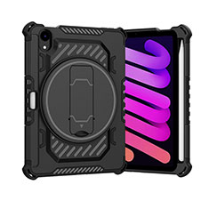 Coque Contour Silicone et Plastique Housse Etui Mat avec Support L07 pour Apple iPad Mini 6 Noir