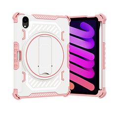 Coque Contour Silicone et Plastique Housse Etui Mat avec Support L07 pour Apple iPad Mini 6 Or Rose