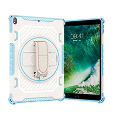 Coque Contour Silicone et Plastique Housse Etui Mat avec Support L07 pour Apple iPad Pro 10.5 Bleu