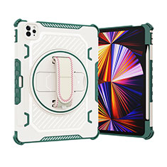 Coque Contour Silicone et Plastique Housse Etui Mat avec Support L07 pour Apple iPad Pro 11 (2021) Vert