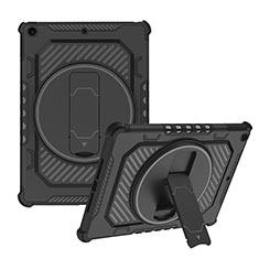 Coque Contour Silicone et Plastique Housse Etui Mat avec Support L08 pour Apple iPad 10.2 (2019) Noir