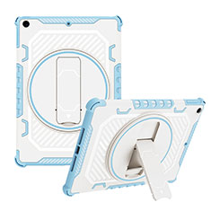 Coque Contour Silicone et Plastique Housse Etui Mat avec Support L08 pour Apple iPad 10.2 (2021) Bleu