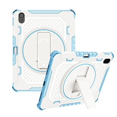 Coque Contour Silicone et Plastique Housse Etui Mat avec Support L08 pour Apple iPad 10.9 (2022) Bleu