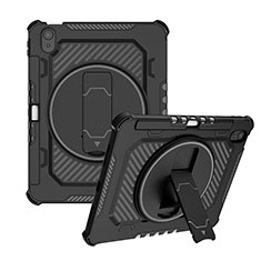 Coque Contour Silicone et Plastique Housse Etui Mat avec Support L08 pour Apple iPad 10.9 (2022) Noir