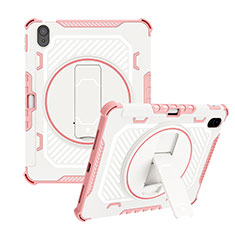 Coque Contour Silicone et Plastique Housse Etui Mat avec Support L08 pour Apple iPad 10.9 (2022) Or Rose