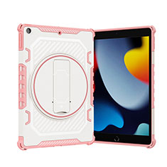 Coque Contour Silicone et Plastique Housse Etui Mat avec Support L09 pour Apple iPad 10.2 (2019) Or Rose