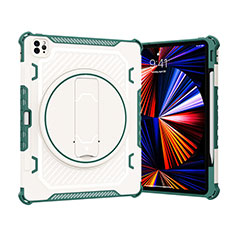 Coque Contour Silicone et Plastique Housse Etui Mat avec Support L09 pour Apple iPad Pro 12.9 (2020) Vert