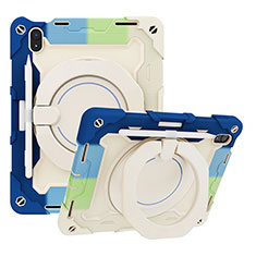 Coque Contour Silicone et Plastique Housse Etui Mat avec Support L10 pour Apple iPad 10.9 (2022) Bleu Ciel